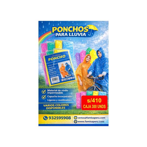 PONCHOS PARA LLUVIA PEVA DE 65G